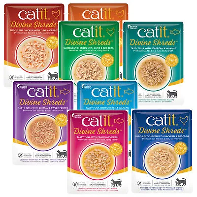 £2.65 • Buy Catit Divine Shreds Cat Food Chicken Tuna Based Wet Kitten Supplements 75g Pack