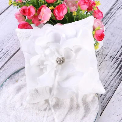  15x15cm Sparkling Rhinestones Bridal Wedding Ceremony Ring Bearer Pillow With • £8.78