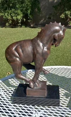 Vintage Cast Bronze Cast Metal Bronco Horse Marble Base Art Deco sculpture Smith • $49