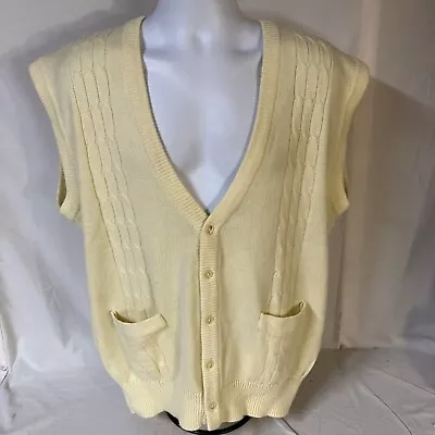 J.B. Buck Mens Cardigan Sweater Vest Yellow XL Cable Knit Free Shipping • $24.99