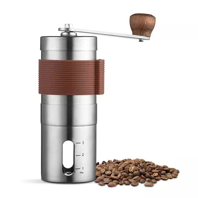 Small Manual Coffee Grinder Burr Hand Bean Stainless Steel Adjustable Grind • £12.68