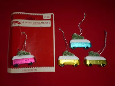 4 Mini Volkswagen VW Bus Van Christmas Ornaments New XMAS Decor Holiday Time • $10