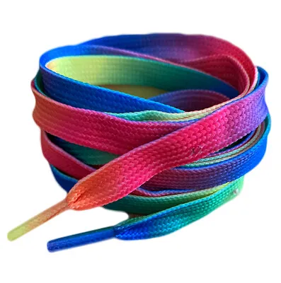 Coloured Flat Shoelaces 60 90 120 & 150cm's Long Laces For Trainers Shoes Boots • £2.99