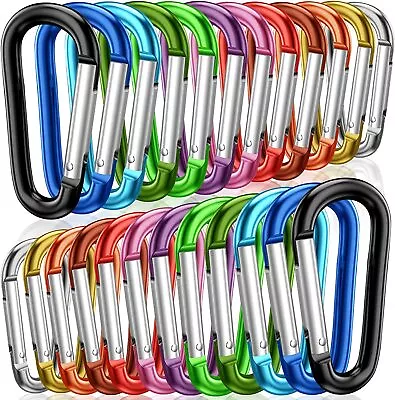 50/100pc 3  Aluminum Carabiner D Shape Spring Clip Snap Key Hook Keychain Buckle • $18.42