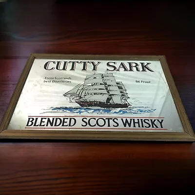 Vintage Pub Mirror Cutty Sark Ship Blended Scots Whiskey Advertising Sign 19x13” • $39.99
