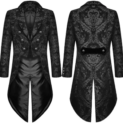 Mens Steampunk Tailcoat Jacket Gothic Tuxedo Blazer Coats Party Retro Dress Suit • $36.83
