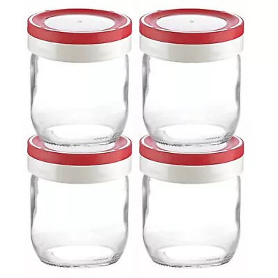 Wide Mouth Mason Jars 14 Oz 4-Pack Glass Canning Jars Featured With Plastic ... • $34.55