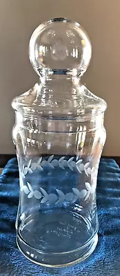 Vintage Apothecary Style Candy Jar With Lid Etched Garland Leaf Design 9  • $9.95