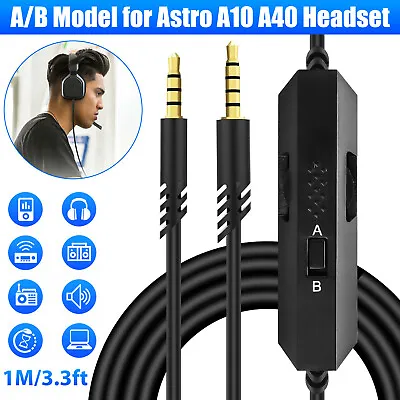 3.5mm Replacement Audio Cable Cord Mic Control For Astro A10 A40 Gaming Headset • $10.48