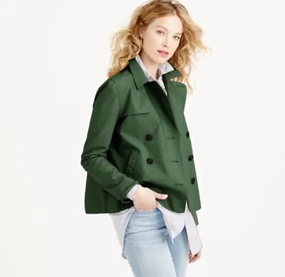 $198 J. Crew Japanese Poplin Swing Jacket Green Size 0 XS • $59