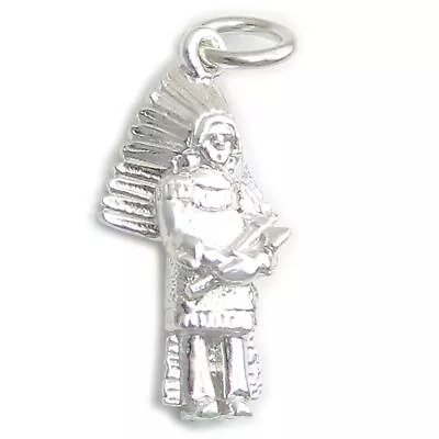 Native American Indian With Head Dress Sterling Silver Charm .925 X 1 • $38.67