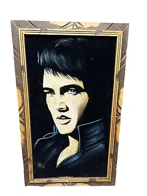 Elvis Presley Black Velvet Painting The King 1970s Retro Art Signed Vintage • $120