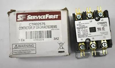 Service First Contactor 3 Pole 30 Amp 24 VAC 50/60Hz CTR02575 Replacement Unit • $18.99