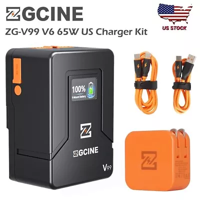 ZGCINE ZG-V99 V2  V-Mount Battery With 65W PD Charger Kit 99Wh V-Lock Battery • $115