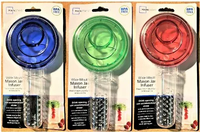 Mason Jar Infuser Lid Wide Mouth With Opening For Straw CHOOSE COLOR • $6.99
