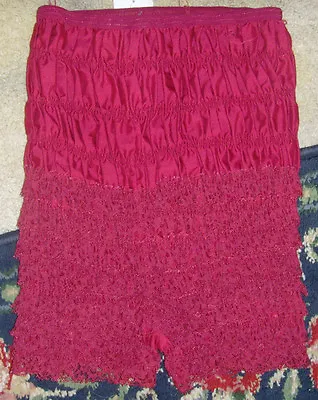 Retro Maroon Burgundy Saloon Girl Halloween Costume Xs S Ruffle Juniors Shorts • $11.52