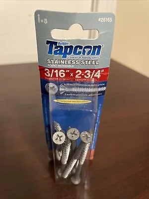 Tapcon 3/16  X 2-3/4  Stainless Steel Phillips Flat Head Concrete Anchor Screws • £15.42