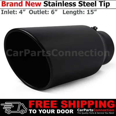 Angled Black 15 Inch Bolt On Exhaust Tip 4 In 6 Out Stainless Truck 202692 • $44.49