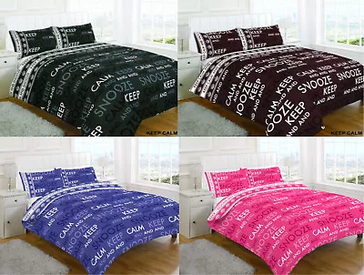 Keep Calm & Snooze 4 Piece Bedding Set Duvet Cover With Valance Sheet Pillowcase • £18.75