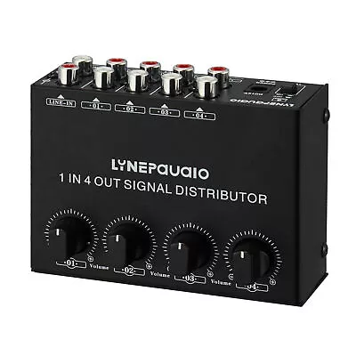 LYNEPAUAIO 1 In 4 Out Stereo Audio Amplifier Amp Signal Distributor RCA H7W4 • $45.11