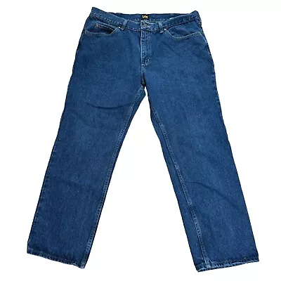 Lee Jeans Mens 38X29 Regular Fit Straight Leg Medium Wash Workwear Blue Denim • $14.99