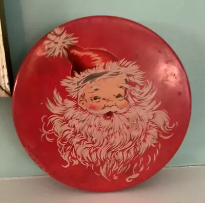 $35 • Buy Vtg Red Cookie Candy Tin Jolly Santa Mrs Stevens Chicago