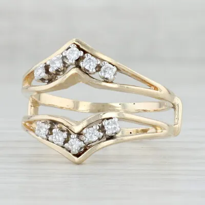 $549.99 • Buy 0.23ctw Contoured V Diamond Ring Jacket 14k Yellow Gold Size 9 Spark