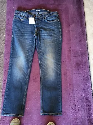 (2) Mans Jack Jones Stretch Slim Fit / Tim  Blue Jeans Size W32 / L30 • £4.99