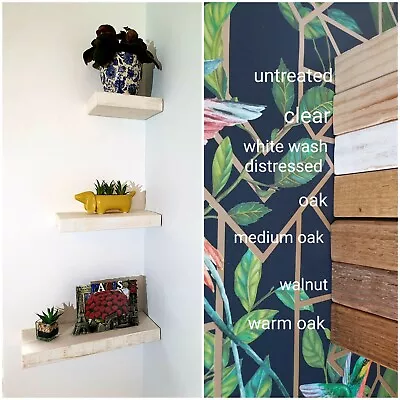 £0.99 • Buy Set Of Floating Shelves Chunky Rustic Wooden Display Shelf Small Wall Storage 
