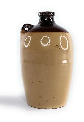 Vintage Miniature Stoneware Crock Jug - Brown & Tan - 4.5  • $21.98