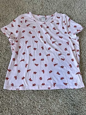 Women's J.Crew Large Lobster Crab Print Pink Cotton T-Shirt Tee • $15.20