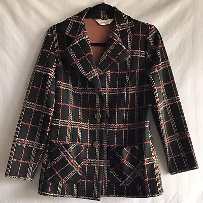 Vintage 70’s Leisure Suit Jacket Black Orange Women’s Size Medium Retro • $45