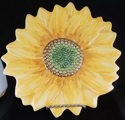 Maxcera Sunflower Summer DINNER Plate  Flower Shape 3D Figural  10.5  NEW • $16.95