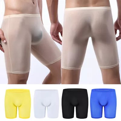 $9.56 • Buy Mens Underwear Boxer Shorts Ice Silk Seamless Long-Leg Underpants Panties M-2XL