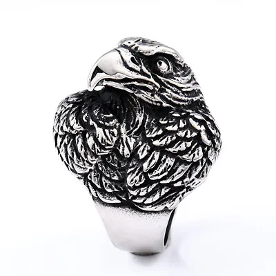 Vintage Powerful Eagle Ring Stainless Steel Gothic Hawk Men's Biker Punk Ring • $11.88