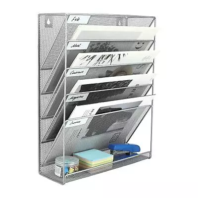 Wall File Organizer 5 Tier Vertical Hanging File Organizer Wall Mounted File ... • $32.97