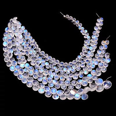 AAA+ Blue Fire Moonstone Gemstone Smooth Heart Briolette Beads ~ 8inch Strand • $168.79
