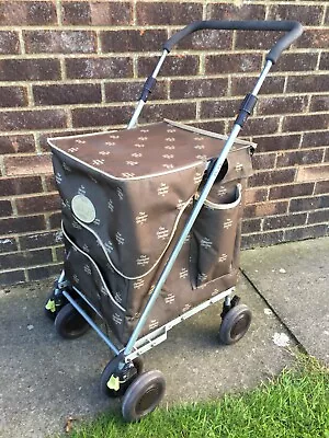 £49.99 • Buy SHOLLEY Genuine Brown Shopping Trolley 6 Wheel, Adj Handle, Folding Foot Brakes