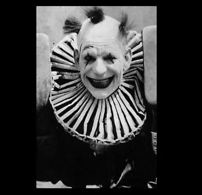 Scary Vintage Creepy Clown PHOTO Freak Strange Weird Halloween Costume • $4.28