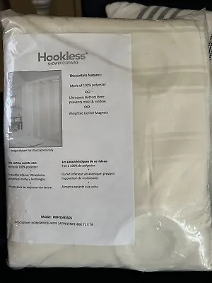$24.90 • Buy Hookless Shower Curtain Beige Wide Satin Stripe With Magnets 71” X 78” NIP