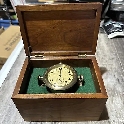 Vintage Illinois Ships Chronometer With Mahogany Inner Box RUNS • $999.99