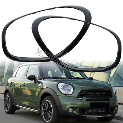 2x Headlight Trim Ring Bezel Glossy Black For MINI Cooper Countryman R60 2011-16 • $45.59