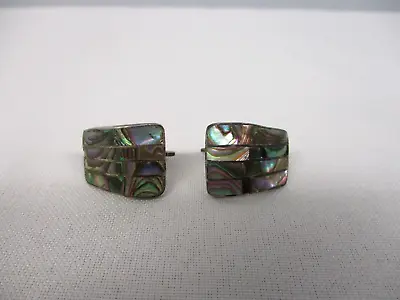 Vintage Taxco Mexico Sterling Silver Mother Of Pearl Cufflinks • $40