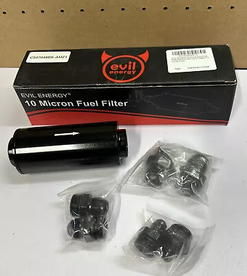 EVIL ENERGY Inline 10 Micron Fuel Filter 6AN 8AN 10AN Adapter Universal 50MM • $34.99