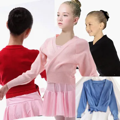 Ballet Dance Warm Up Crossover Wrap Cardigan 3-12y  Pink/Black/Red/Blue • £14.25