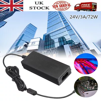 24V 3A 72W AC/DC Power Supply Adapter Charger For Desktop CCTV LED Strip Light • £11.52