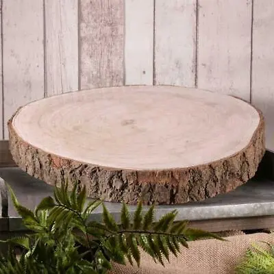 Large Natural Wood Log Slice Tree Bark Chic Wedding Table Centerpiece Cake Stand • £14.99