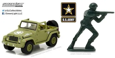 Greenlight 1:64 Hobby Exclusive 2016 Jeep Wrangler U.S Army With Soldier Figure • $7.99
