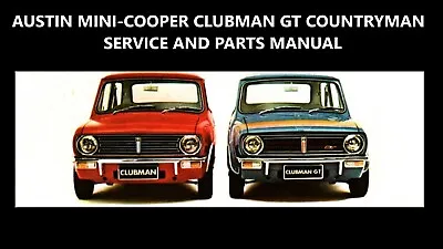 AUSTIN MINI COOPER CLUBMAN WORKSHOP & PARTS MANUAL -530pgs For Service & Repair • $19.99