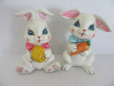 Vintage Chalkware Ceramic Easter Bunny Figurine Japan MCM Cottontail Rabbits Lot • $14.95